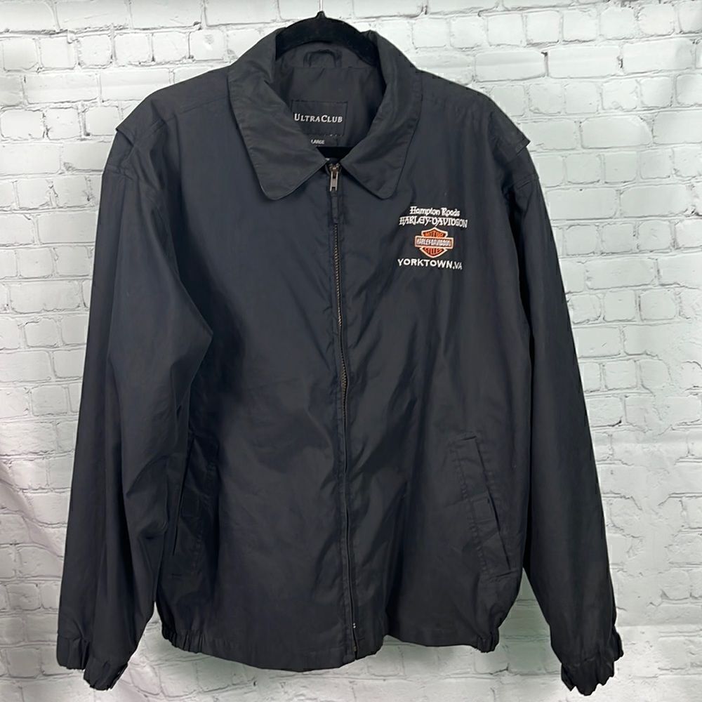 Harley-Davidson Hampton Roads Yorktown VA suede-like zip-up coat Large